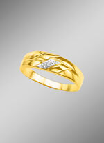 Tweekleurige damesring in hoogglans, met diamant 