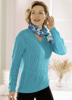 Trui van een structuurmix TURQUOISE