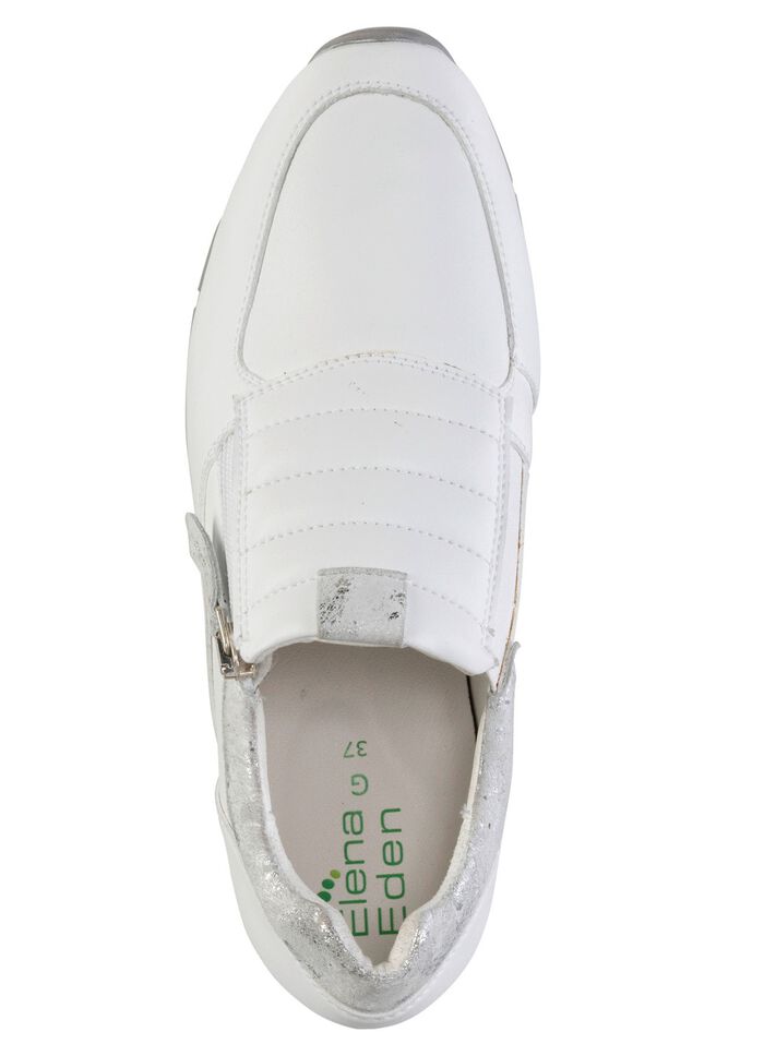 ELENA EDEN sneakers gemaakt van nappaleer en zilvergrijs su&egrave;de met reli&euml;f 