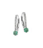 Elegante oorbellen met 18 diamanten en echte smaragden 