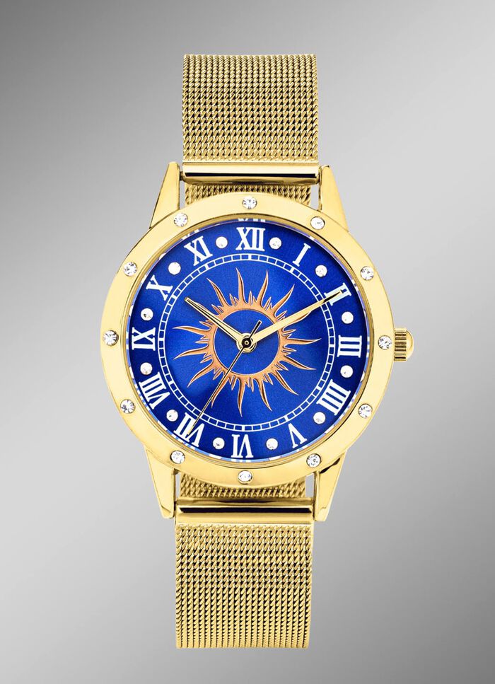 Quartz dameshorloge zon met witte kristalaccenten 