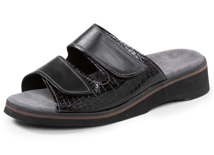 Comfortabele damesmuiltjes, breedte K, met klittenbandsluiting SCHWARZ