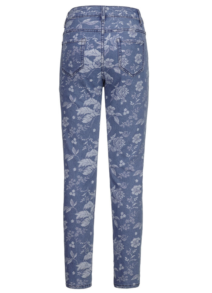 Jeans met bloemdessin JEANS BLAUW-BLAUW