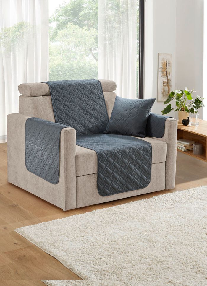 Beschermers voor fauteuils, banken en armleuningen met diamantstiksel ANTHRAZIT