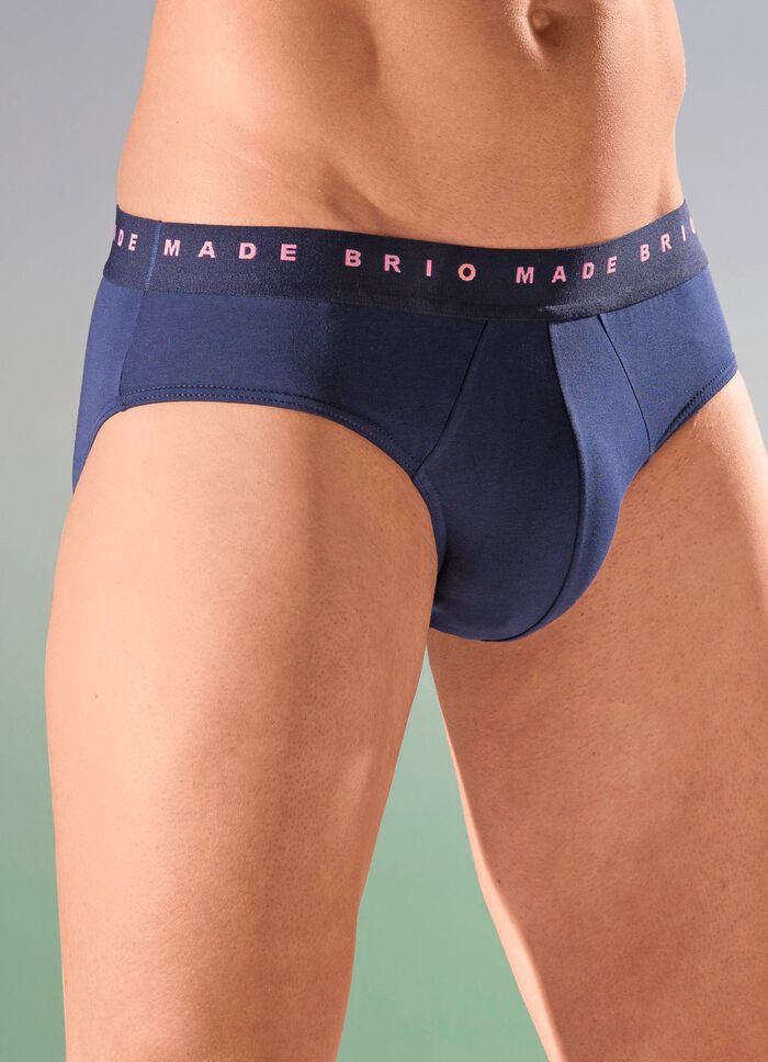 Set van drie slips, effen met elastische tailleband 