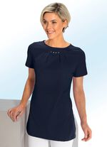 Lang shirt met bordversiering in 4 kleuren MARINE
