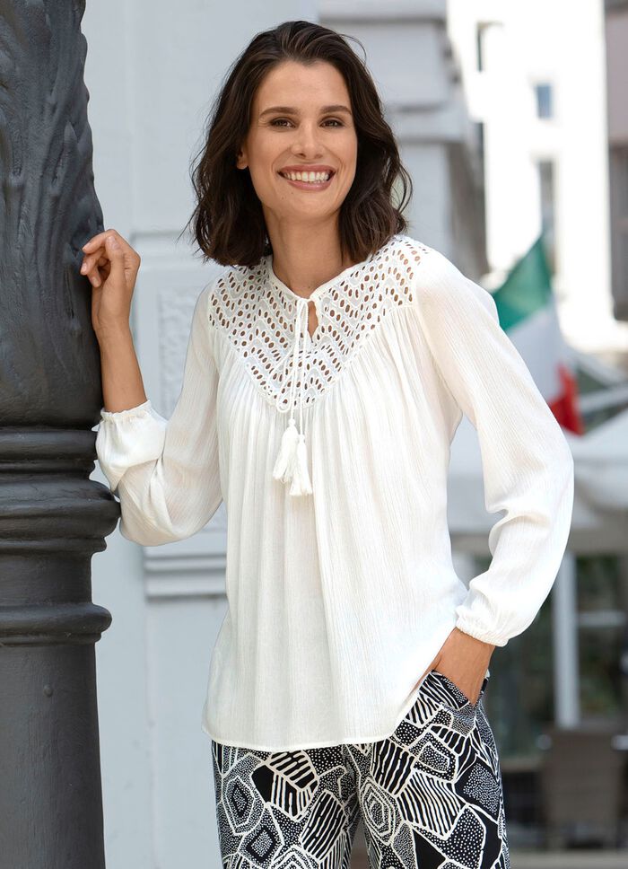 Tuniek met strikbandjes ECRU