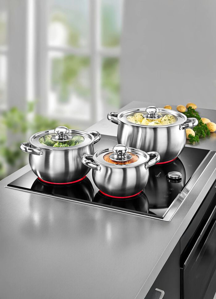 Roestvrij stalen pannenset, 6-delig 