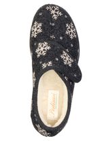 Warme damespantoffels, breedte H, met klittenbandsluiting 