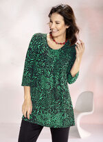 Lang shirt met plooien in 3 kleuren ZWART-GROEN