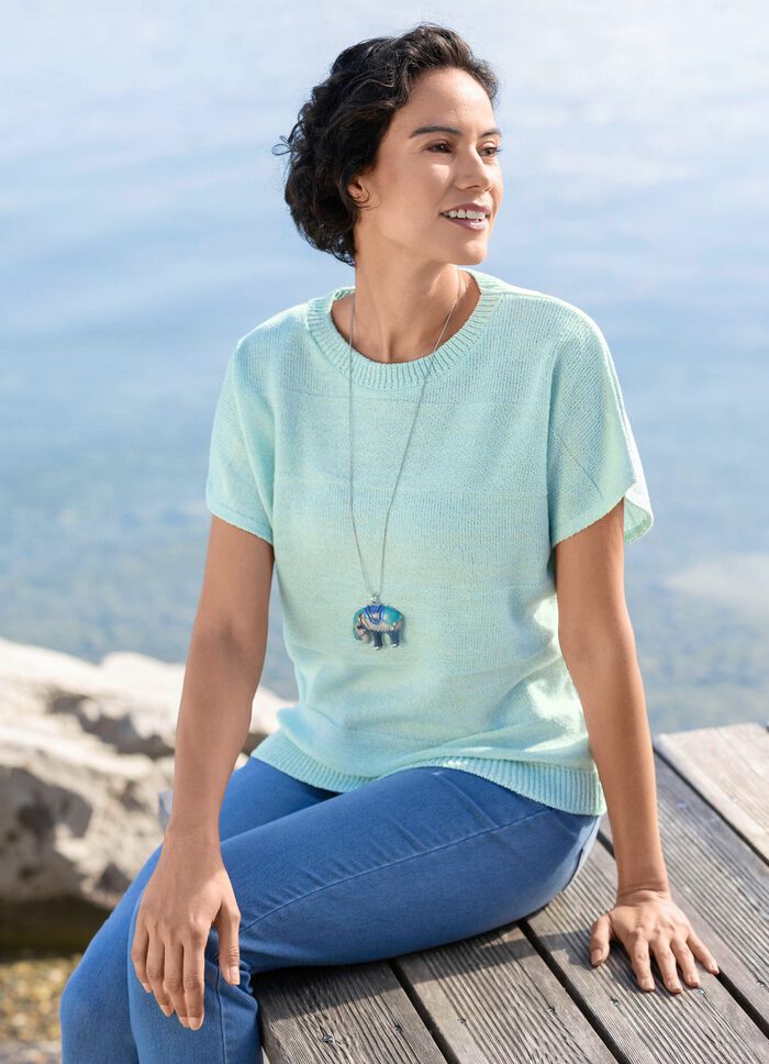 Trui met fijn blokstreepdessin 