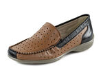 ELENA EDEN, zomerpantoffels voor dames, breedte H, met uitneembaar voetbed COGNAC ZWART