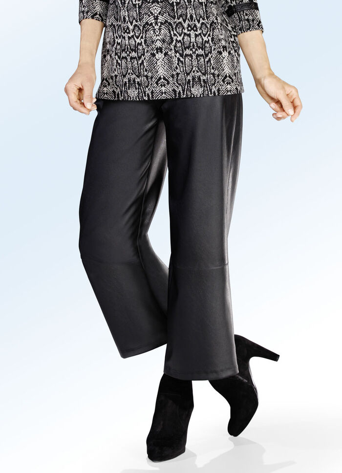 Broek van zacht imitatie-nappaleder ZWART