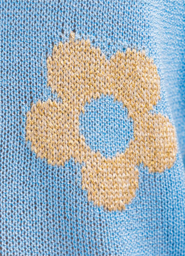 Glittertrui met bloemenmotieven 