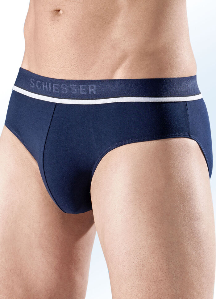 Schiesser set van drie slips van fijne jersey 1X MARINE, 1X GRIJS GEVLEKT