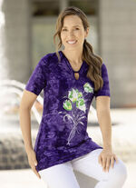 Shirt in geweldige batiklook in 3 kleuren PAARS BATIK