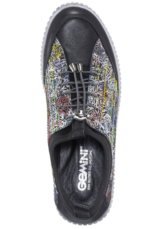 Gemini sneakers gemaakt van deels gebloemd rundleer ZWART-MEERKLEURIG