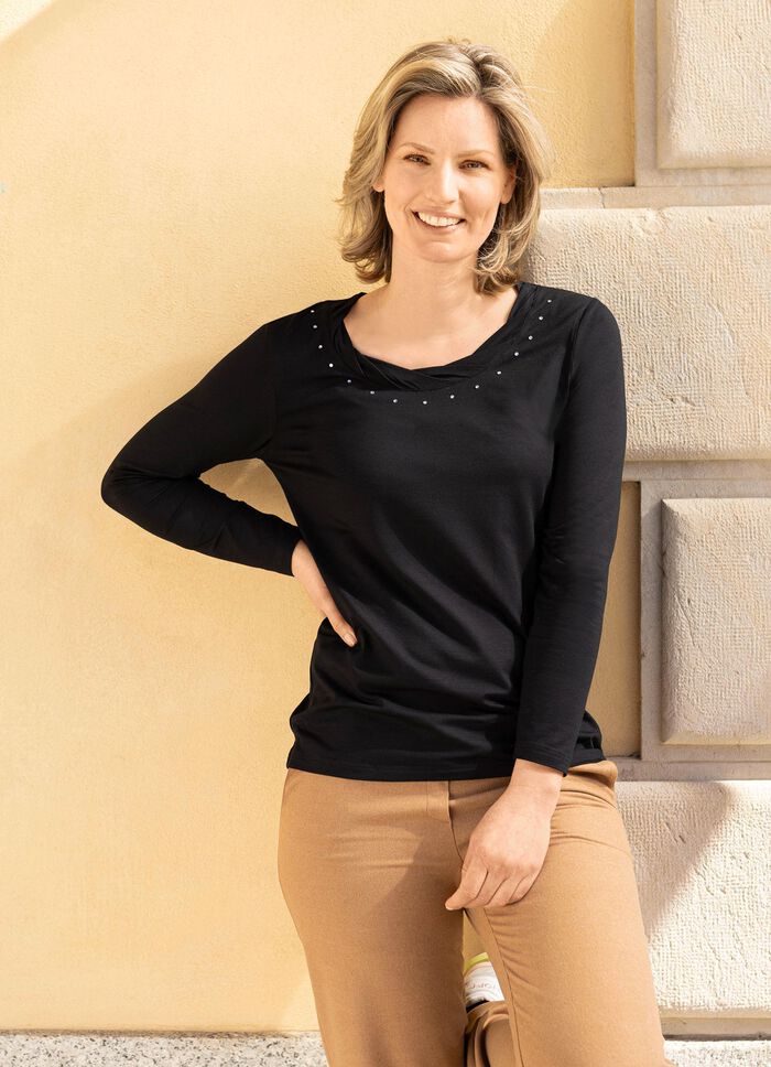 Shirt met charmante afwerking in 2 kleuren 