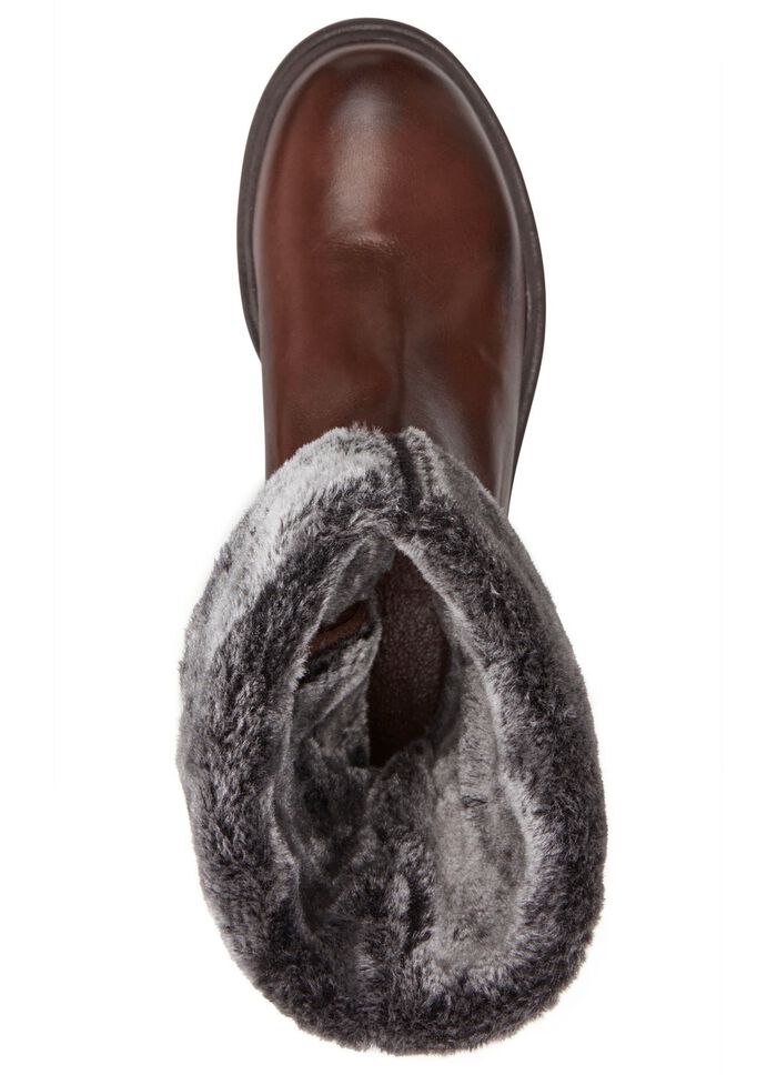 Andrea Conti-laarzen met een donzige omslagkraag BRUIN