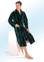 Dubbelzijdige badjas met sjaalkraag MARINE-GROEN