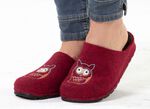 Klassieke damespantoffels, gemaakt van viltmateriaal GRANATROT