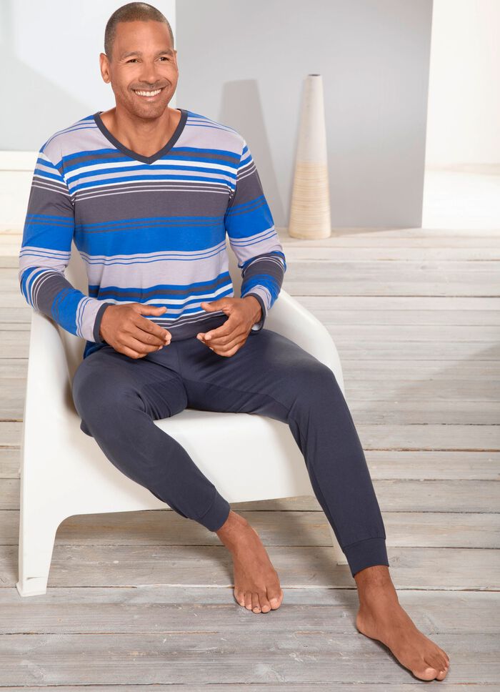 Pyjama, met V-hals en ribboorden 