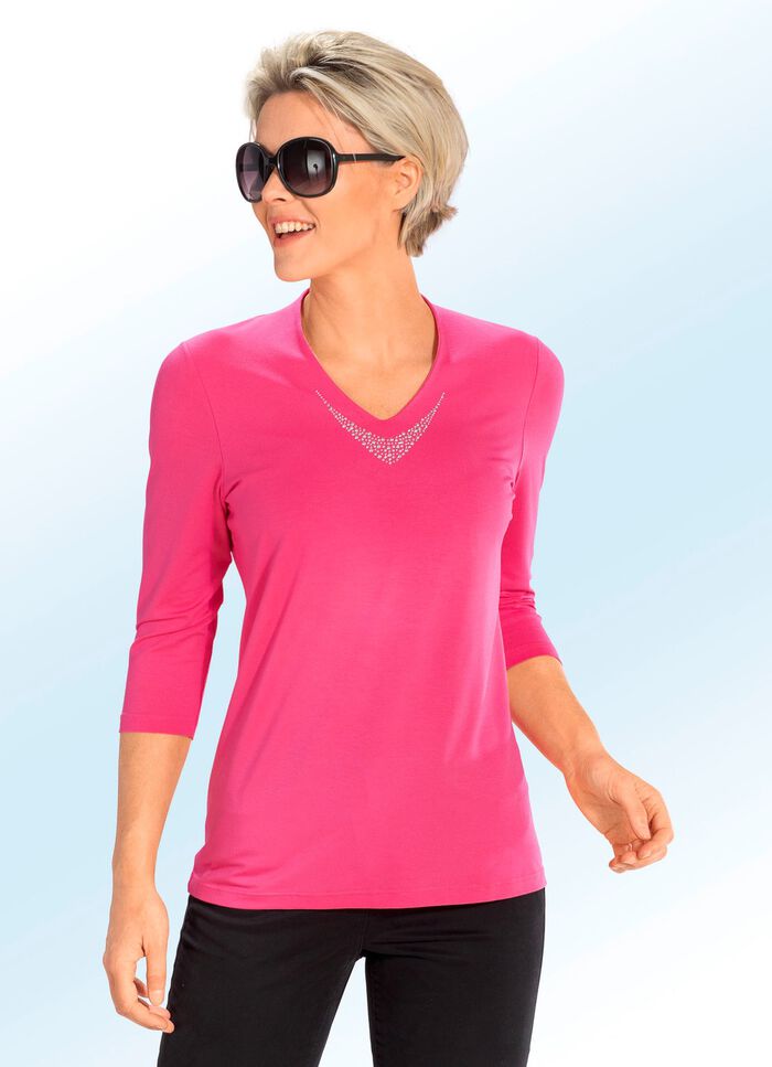 V-hals shirt in 5 kleuren ROZE