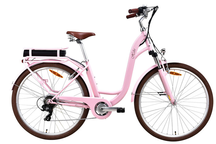 Stadse e-bike met lage instap ROZE