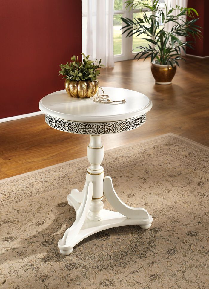 Bijzettafel met omringende decoratie WIT-GOUD