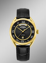 Rotary quartz herenhorloge met leren band 