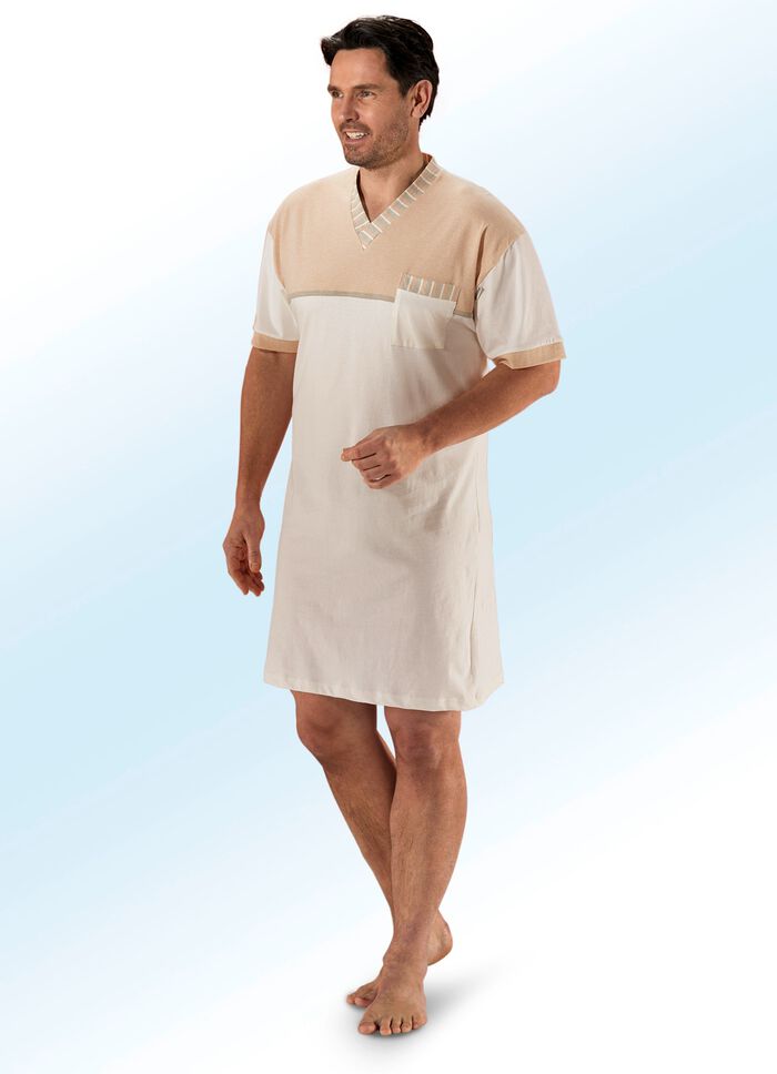 G&ouml;tting nachthemd met V-hals, borstzak, natuurlijke vezel 