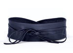 Modieuze leren strikceintuur, 8 cm breed DONKERBLAUW