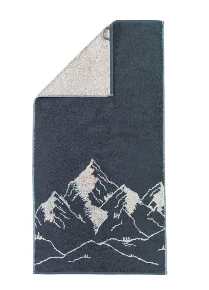 Badstofserie met geweven bergpanorama GRANIT