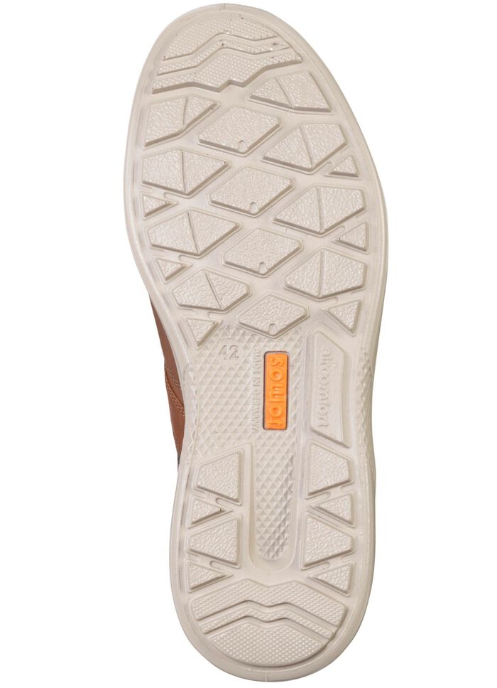 Veterschoen van rundnubuckleer met nappaleren accenten COGNAC-MARINE