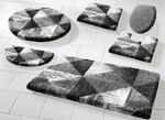 Badmattenset van Grund met geometrisch dessin ANTRACIET-GRIJS