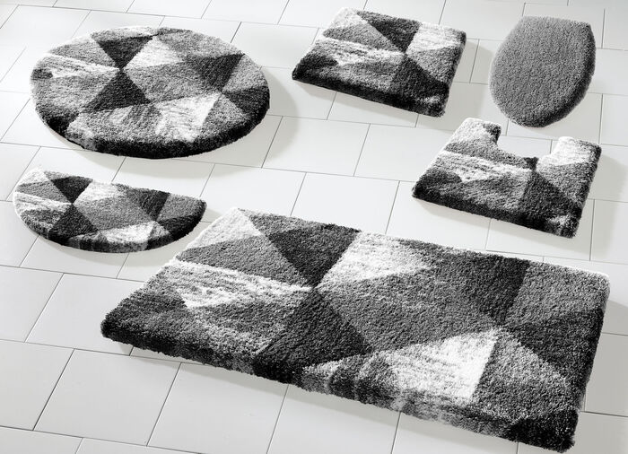 Badmattenset van Grund met geometrisch dessin ANTRACIET-GRIJS