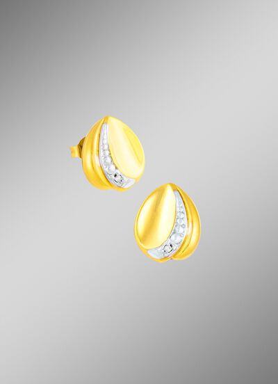 Tweekleurige oorbellen met diamanten 