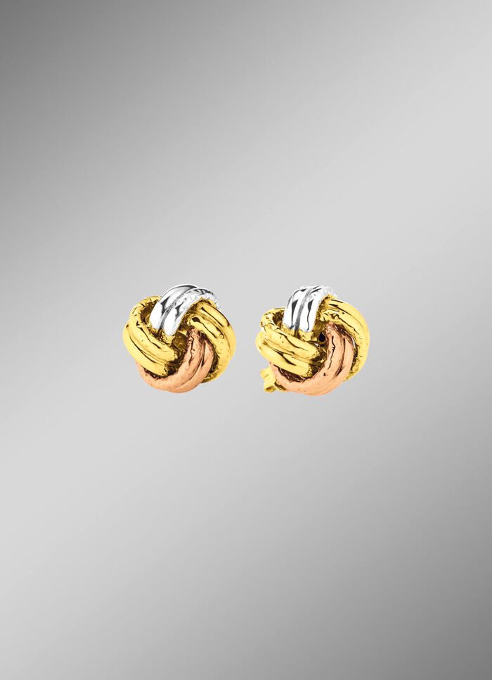 Oorknopjes in knoopvorm, driekleur 