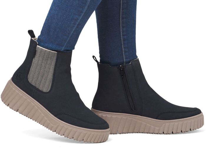 Rieker, trendy dameslaarzen, winterschoenen, met uitneembaar voetbed DONKERBLAUW