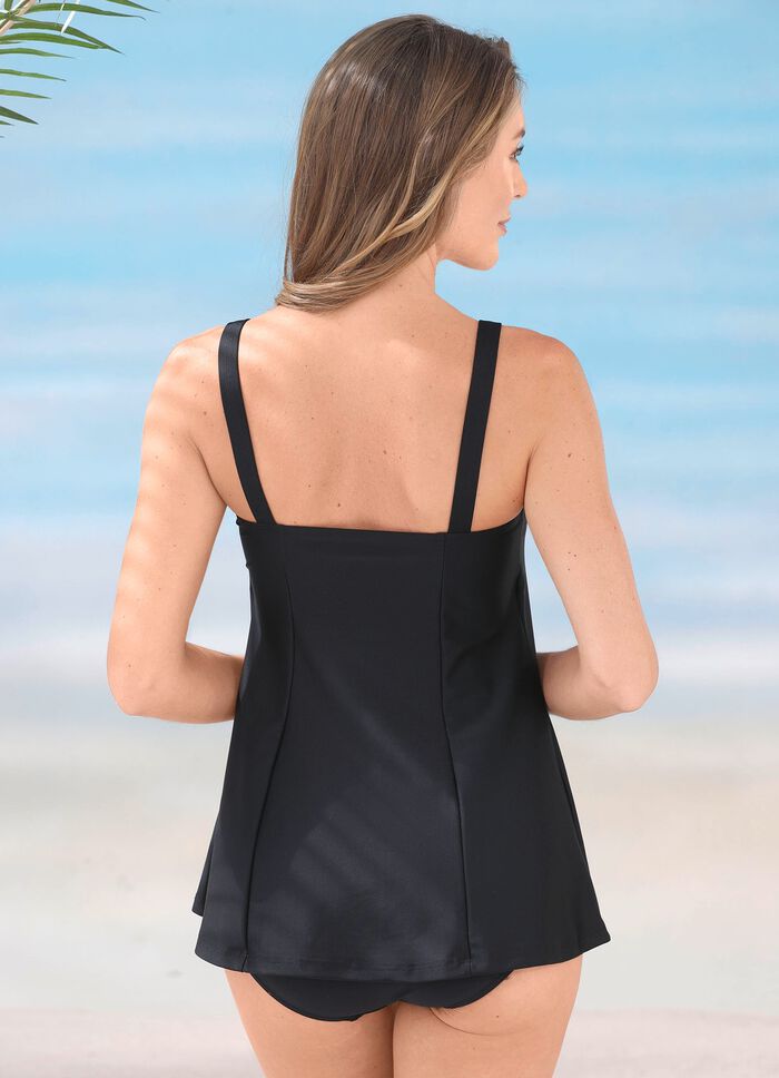 Schwab badpak in bandeauvorm, met rok en volledig korset 