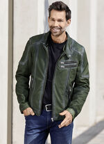 Leren kort jasje met capuchon 