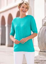 Trui in een mix van patronen TURQUOISE