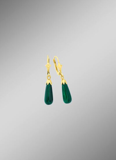 Eenvoudige oorbellen met echt malachiet 