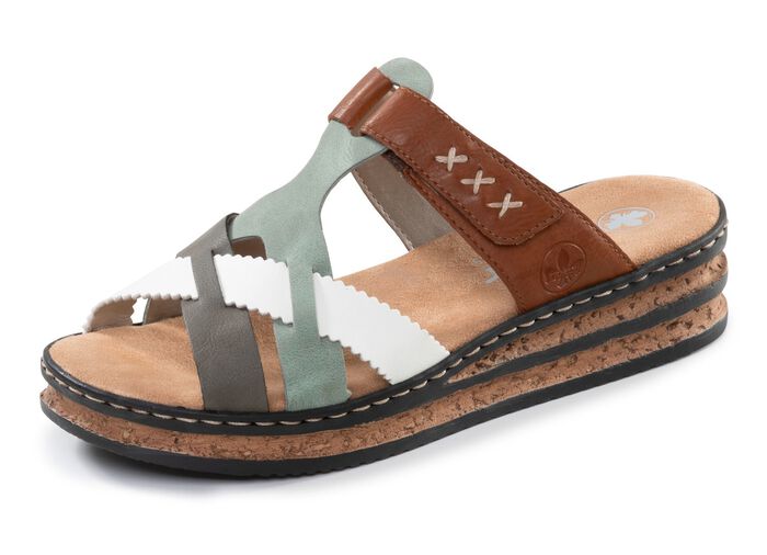 Rieker, lichtgewicht damesmuiltjes, met klittenbandsluiting 