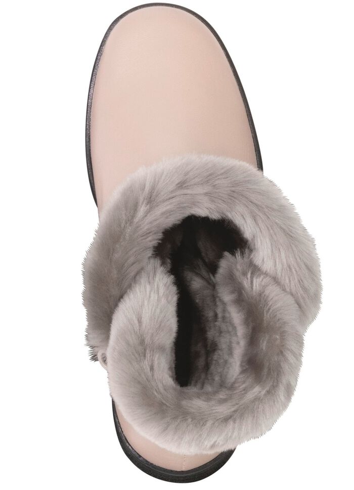 ELENA EDEN, gevoerde dames enkellaarsjes, winterschoenen, breedte H, met lamsvacht BEIGE