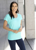 Shirt met V-hals in 2 kleuren TURQUOISE