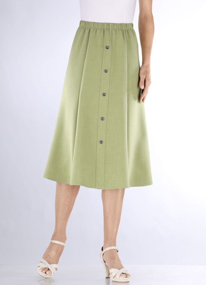 Rok met decoratieve knoopsluiting GROEN GEMÊLEERD