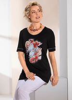 Shirt met contrasterende bies in 2 kleuren ZWART