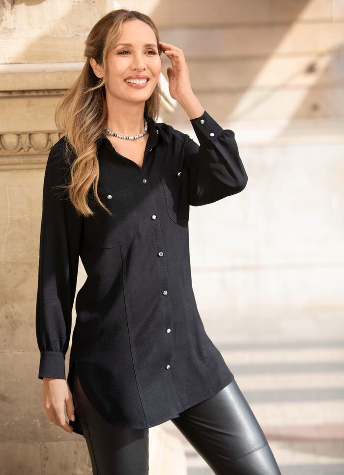 Figuurnaadloze lange blouse 