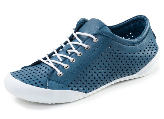 Andrea Conti, zomerse veterschoenen voor dames, met uitneembaar voetbed BLAU